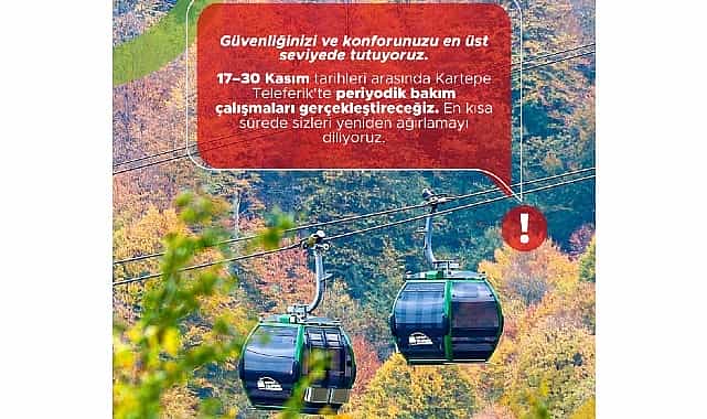 kartepe teleferik bakima giriyor